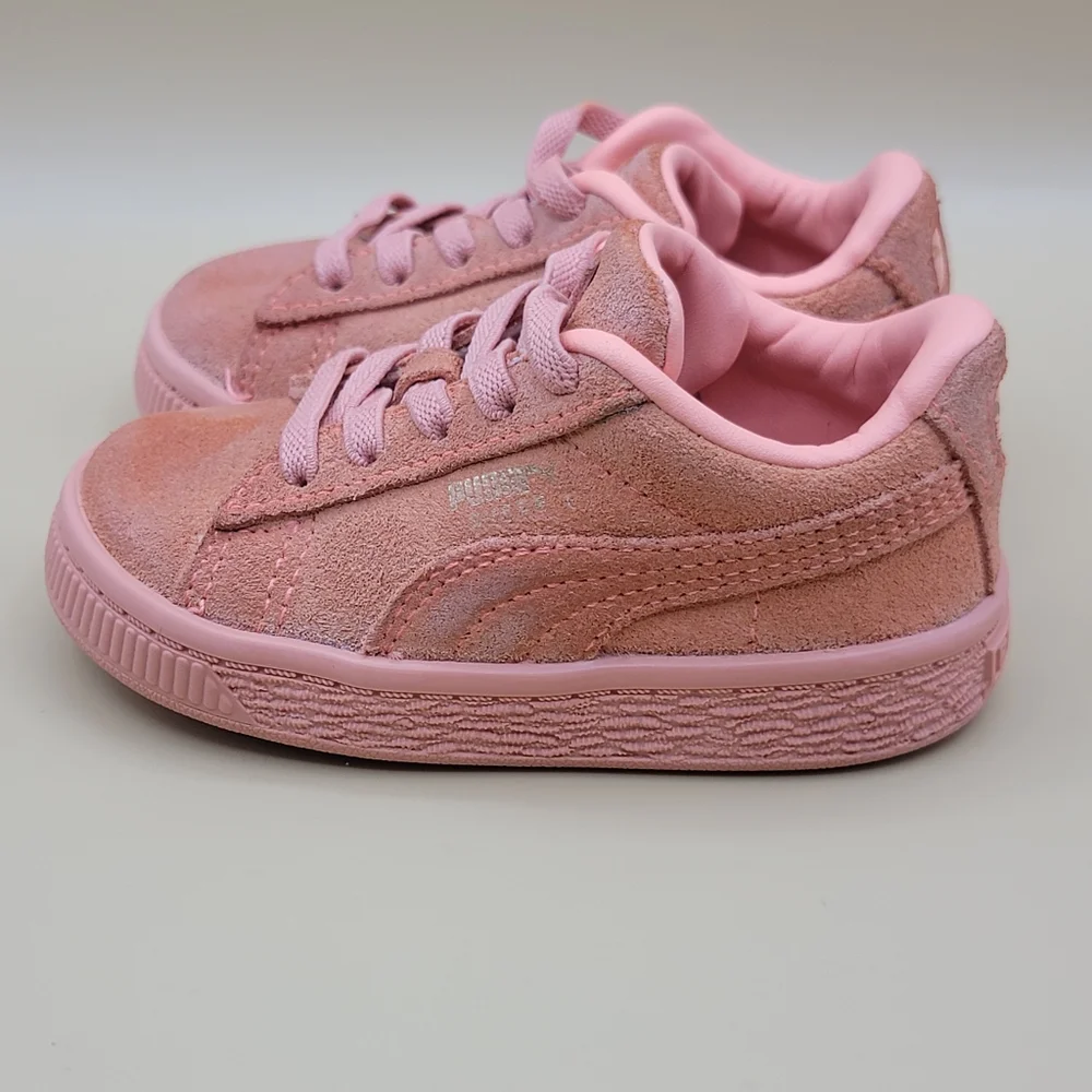 Puma Suede Classic Mono Gold Slip On Toddler Shoes Size 5C Salmon Pink Kids